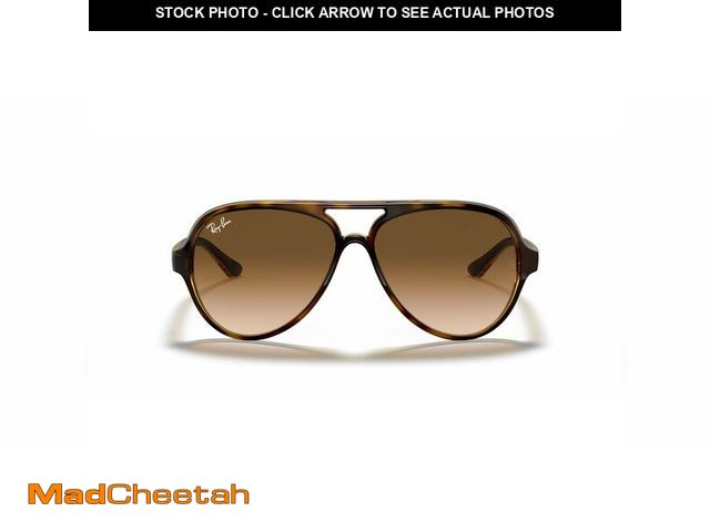 Lot 74-13719063 - Ray-Ban Unisex RB4125 Cats 5000 Aviator Sunglasses, Light Havana/Clear Gradient Brown, 59 mm - USED