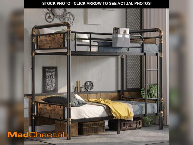 Lot 74-12402145 - 2 IN 1 Metal Bunk Bed Twin Over Twin, Convertible Twin Bunk Beds into 2 Individual Twin Size Bed for...