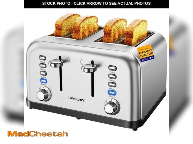Lot 74-12120074 - RAMJOY Toaster 4 Slice, Dual Independent Controls, Extra Wide Slot Toasters for Bagel, Bread, Waffle...