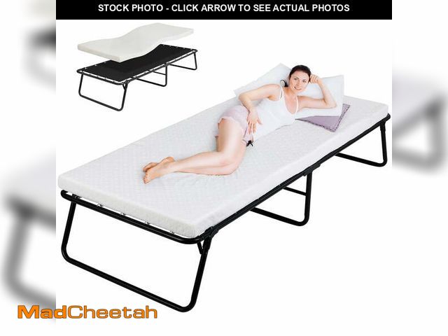 Lot 74-12670202 - Pirecart Steel Folding Bed with Memory Foam Mattress Single - UNUSED