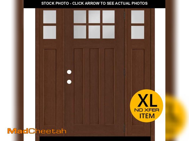 Lot 74-14343721 - (SOME SCRATCHES) Steves &amp; Sons Regency 68 in. x 80 in. 6-Lite Top Lite Clear Glass RHOS Mahogany...
