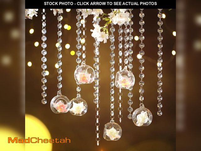 Lot 74-12333999 - Yoande 12 Sets Wedding Hanging Glass Globe Hanging Tealight Holder Glass Globes with Acrylic Gems Be...