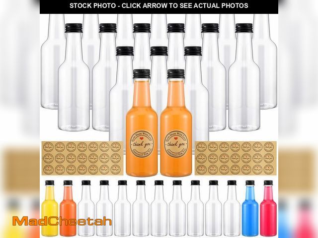 Lot 74-14152412 - Roshtia Mini Liquor Bottles - 30 Pcs with 2 Sheets Stickers, 5 oz Plastic Mini Spirit Alcohol Bottle...