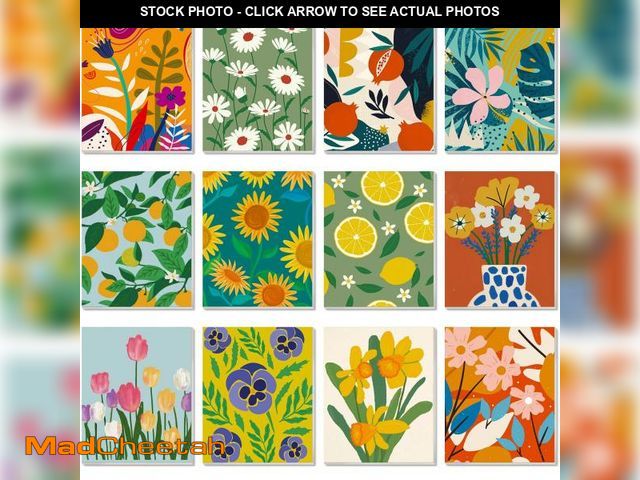 Lot 74-12435603 - Engrowtic 12 Pcs 8 x 10'' Green Plants Flower Pre Drawn Canvas to Paint Pre Printed Sketched Canvas ...