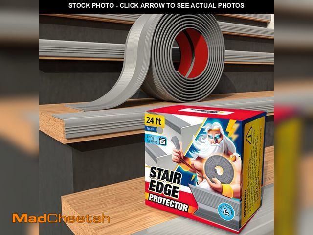 Lot 74-12978093 - Stair Edge Protector 24 Ft - Gray Rubber Edge Trim for Steps - Vinyl Stair Nose Molding - Rubber Nos...