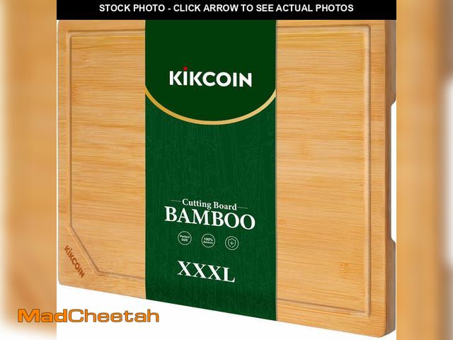 Lot 74-12550485 - Kikcoin Bamboo Cutting Boards for Kitchen, Extra Large Wood Chopping Board with Deep Juice Groove an...
