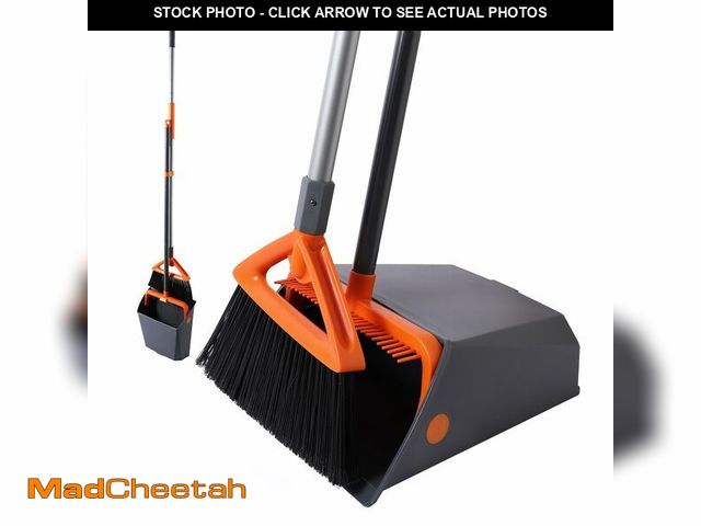 Lot 74-14295761 - CLEANHOME Heavy Duty Outdoor Broom and Dustpan Set with Long Handle, Standing Dustpan &amp; Split-En...