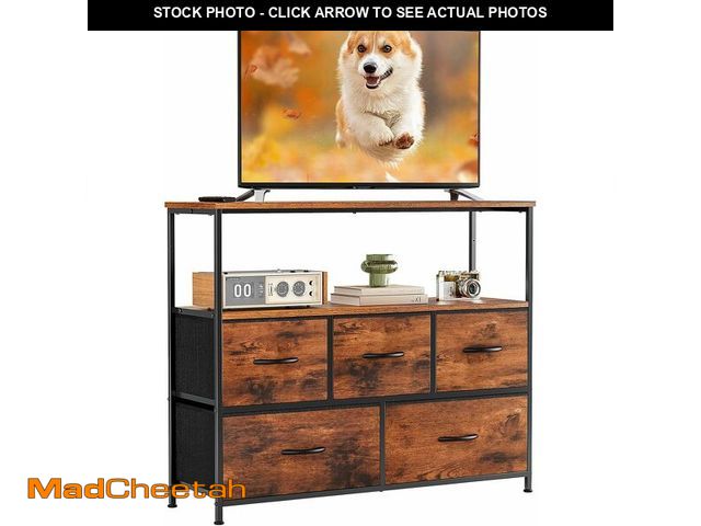 Lot 74-12828839 - DUMOS TV Stand Dresser for Bedroom with 5 Fabric Drawer,Entertainment Center for 45 inch Television,...