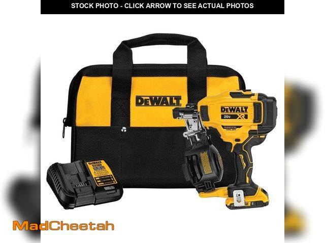 Lot 74-12796175 - DEWALT 20V MAX Lithium-Ion 15-Degree Electric Cordless Roofing Nailer Kit with 2.0Ah Battery Charger...