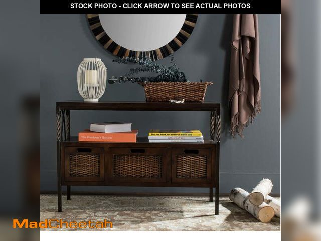 Lot 74-12809049 - SAFAVIEH Joshua Industry Rustic Console w/ 3 Drawers, Antique Pewter/Dark Walnut - UNUSED