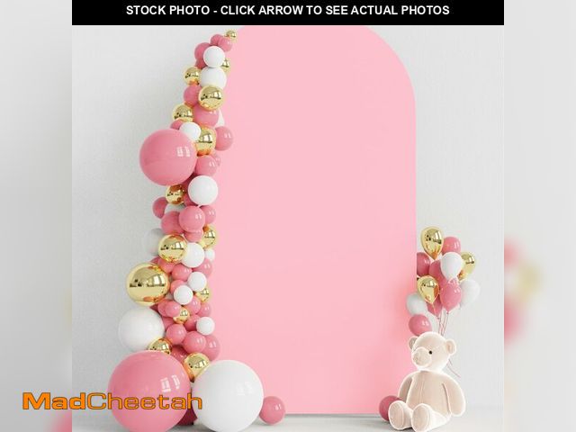 Lot 74-12707451 - Wokceer 7.2FT Wedding Arch Backdrop Cover Spandex Fitted Pink Arch Covers Round Top Chiara Arches Ba...