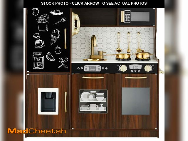 Lot 74-13780874 - Best Choice Products Pretend Play Kitchen Wooden Toy Set for Kids w/ Telephone, Utensils, Oven, Micr...