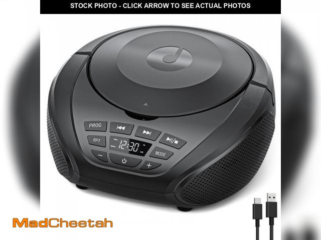 Lot 74-12307386 - Gueray CD Player Portable Boombox: Radio CD Players Boombox with Speakers FM Radio AUX Input Support...