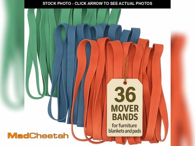 Lot 74-12431917 - 36 Pack Mover Blanket Rubber Bands - Extra Large Rubber Bands for Moving Blankets and Furniture - Va...