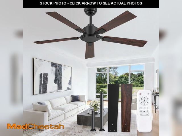 Lot 74-13956469 - ZMISHIBO 52 Inch Ceiling Fan No Light with Remote Modern Black Ceiling Fan with Quiet Reversible DC ...