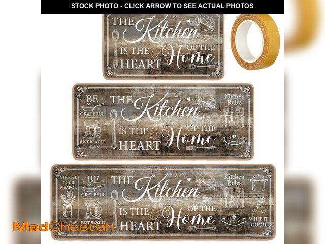 Lot 74-14145204 - Bencailor 3 Pieces Kitchen Rugs Set Non Slip Washable Kitchen Mats Farmhouse Welcome Door Mat Floor ...