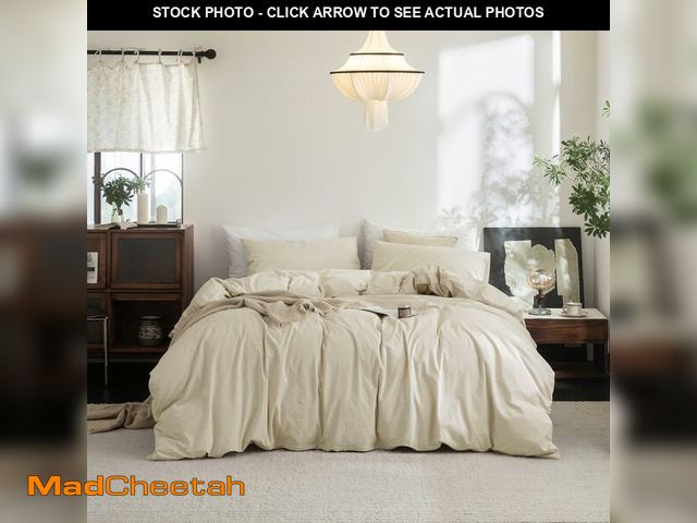 Lot 74-12602893 - FOSSA Duvet Cover Set 100% Washed Cotton Linen Feel Super Soft Breathable Cozy 3 Pieces Bedding Sets...