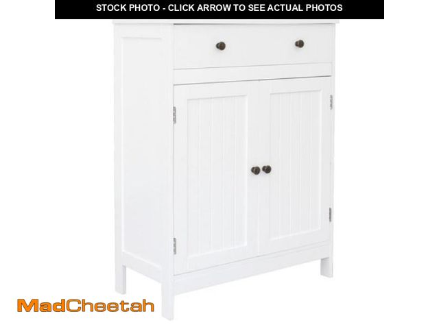 Lot 74-12158014 - Ktaxon Bathroom Floor Cabinet  Freestanding Storage Cupboard W/ Drawer and 2 Doors  MDF White - UNUS...
