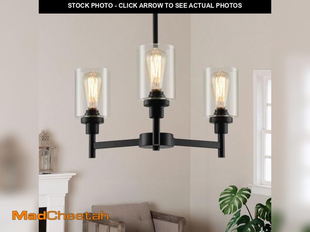 Lot 74-12217827 - LIGHTDAMY 3 Lights Black Chandeliers for Dining Room Light Fixture Over Table, Entryway Chandelier f...