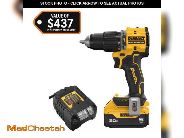 Lot 74-14182127 - DEWALT ATOMIC 20V Lithium-Ion Cordless 1/2 in. Hammer Drill Kit with 5.0 Ah Battery and Charger - UN...