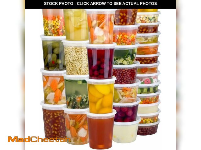 Lot 74-12711153 - Dipoo 60 Sets (120-Piece) Deli Containers with Lids, 32/16/8 oz X 20 Set Each, Leak-Proof &amp; BPA ...