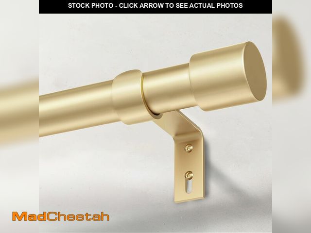 Lot 74-13626051 - IFELS Heavy Duty Curtain Rods for Windows 66 to 120 Inch, 1 Inch Gold Curtain Rod Adjustable, Decora...