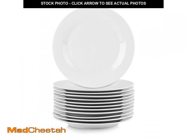 Lot 74-12215300 - Elama Professional Kitchen 12 Piece Porcelain Dinnerware/Tableware Set (Round Salad/Dessert Plate Wh...