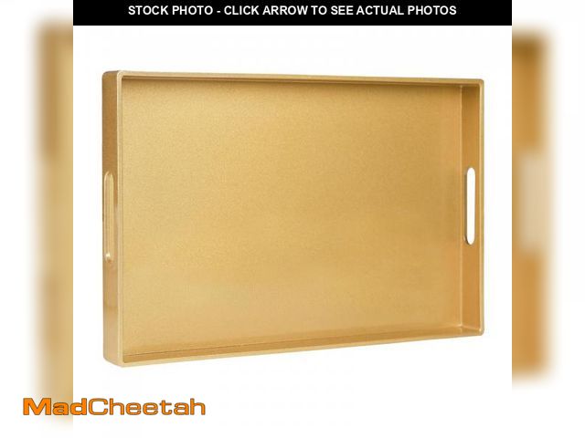 Lot 74-12515169 - MAONAME Gold Decorative Tray for Coffee Table, Modern Serving Tray with Handles, Plastic Ottoman Tra...