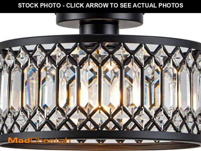 Lot 74-12331260 - Rpzloila Crystal Ceiling Light Fixture, Modern Flush Mount Ceiling Light, Black Crystal Chandelier f...