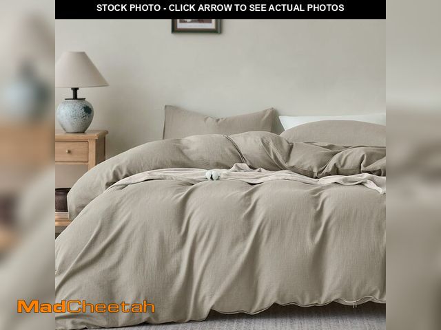 Lot 74-14210031 - JELLYMONI King Size Duvet Cover 100% Cotton Linen Texture Breathable Set - USED