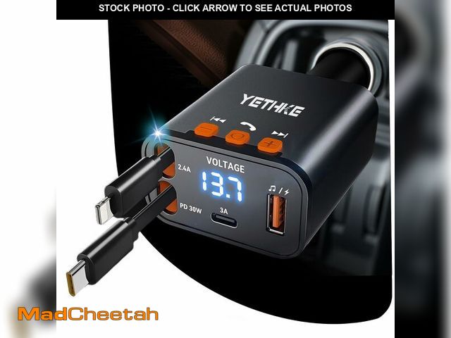 Lot 74-12970091 - Bluetooth 5.4 Car Adapter with Retractable Charger, Bluetooth FM Transmitter for Cars, 4 in 1 Fast C...