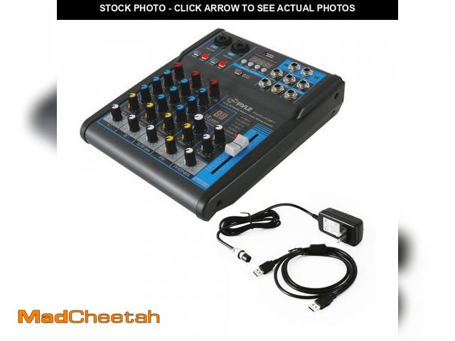 Lot 74-12311968 - Pyle Professional Audio Mixer Sound Board Console System - Interface 4 Channel Digital USB Bluetooth...