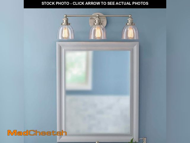 Lot 74-12804275 - Home Decorators Collection Evelyn 26.75 in. 3-Light Brushed Nickel Vanity Light with Clear Glass Sha...