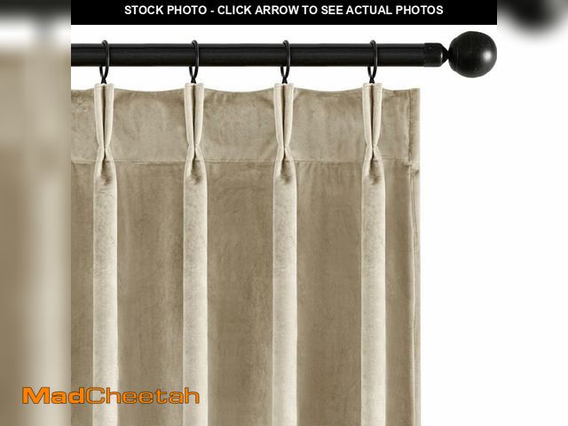 Lot 74-14270113 - MIULEE Beige Velvet Curtains 108 inches Long, Pinch Pleated Blackout Drapes with Hooks, Thermal Insu...