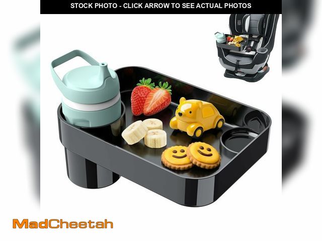 Lot 74-13949144 - DOKNAAM Car Seat Snack Tray for Toddlers - 3 Inch Cup Holder Fits Most Sippy Cups &amp; Straw Bottle...