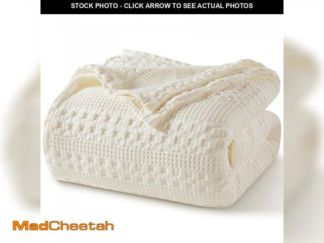 Lot 74-12440892 - PHF 100% Cotton Waffle Weave Blanket Twin Size, Soft Lightweight Breathable Cozy Summer Blankets for...