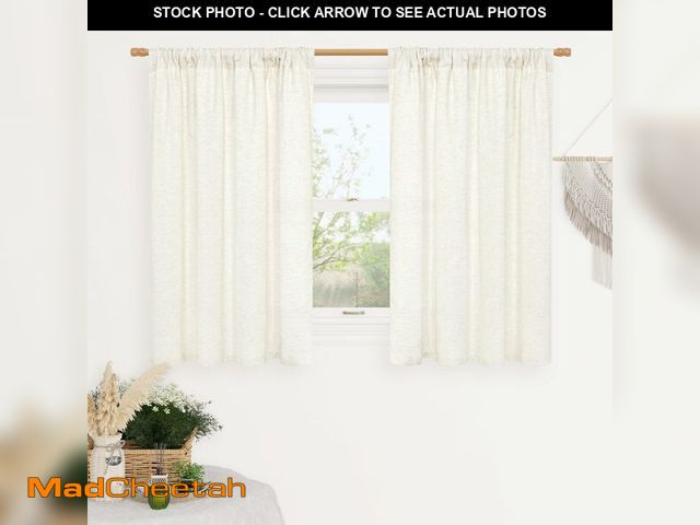Lot 74-14149547 - LAMIT Cream Sheer Linen Curtains for Bedoom, 45 Inches Long Faux Linen Textured Light Filtering Pane...