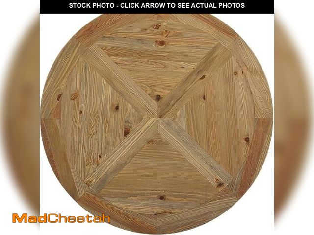 Lot 74-12538881 - (TABE TOP ONLY, NO BASE) Modway Column 47" Rustic Farmhouse Pine Wood Round Kitchen and Dining Room ...