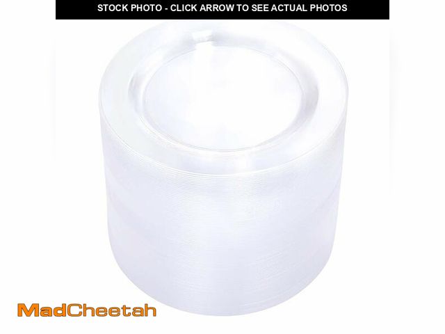 Lot 74-14265453 - bUCLA 100Pieces Clear Plastic Plates - 6.25inch Premium Hard Disposable Salad/Dessert/Appetizer/Smal...
