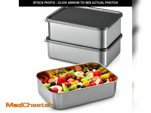 Lot 74-12701744 - Hommiya Stainless Steel Food Storage Containers with Lids - Stackable,3-Piece Set, Dishwasher Safe f...