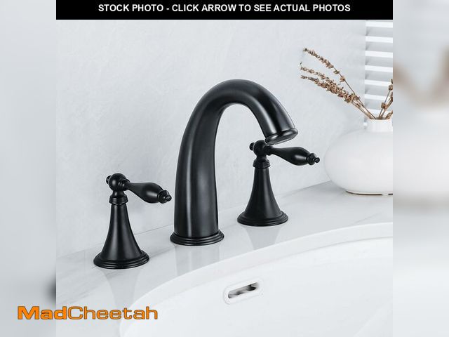Lot 74-12441955 - SaniteModar Matte Black Bathroom Sink Faucet,Brass Bathroom Faucet 3 Hole,Widespread Bathroom Faucet...