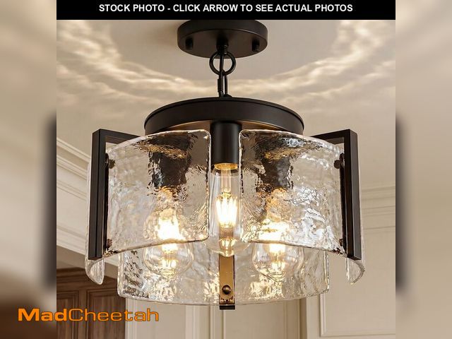 Lot 74-14265209 - Black Chandeliers for Dining Room, 14 Inch 3-Light 2-in-1 Convertible Pendant and Flush Mount with D...