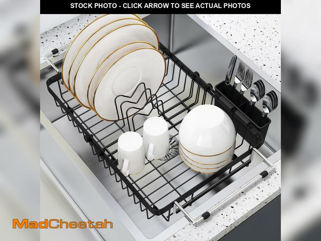 Lot 74-13547906 - romision Expandable Dish Drying Rack Over The Sink Small Metal Stainless Steel Plate Holder for Comp...