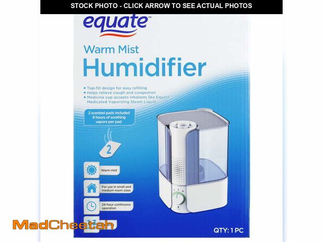 Lot 74-12858683 - Equate Warm Mist Top Fill Humidifier, Filter Free, 1.3 Gallon - UNUSED