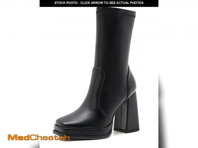Lot 74-12445019 - ZXHYZLZ WomenÃ¢â¬â¢s Black Mid-Calf Boots, Size 9.5, Model Tlx-w820/K515, Square Toe, Chunky Heele...