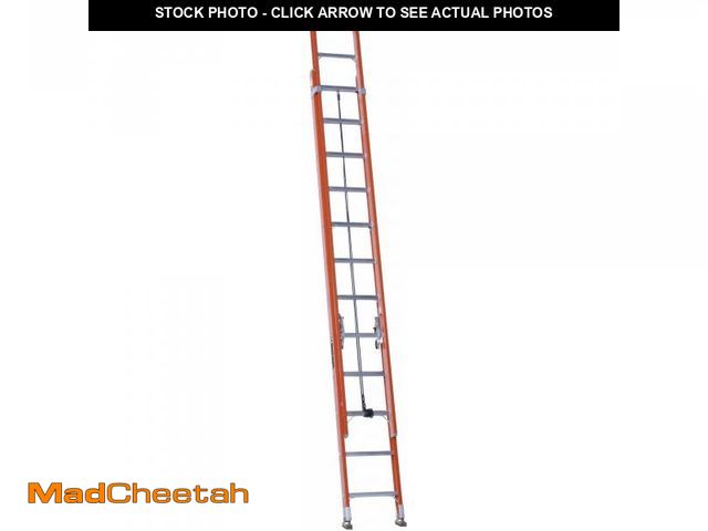 Lot 74-12163624 - Louisville Ladder 24  Fiberglass Extension Ladder  23  Reach  300 Lbs Load Capacity  L-3022-20PT - U...