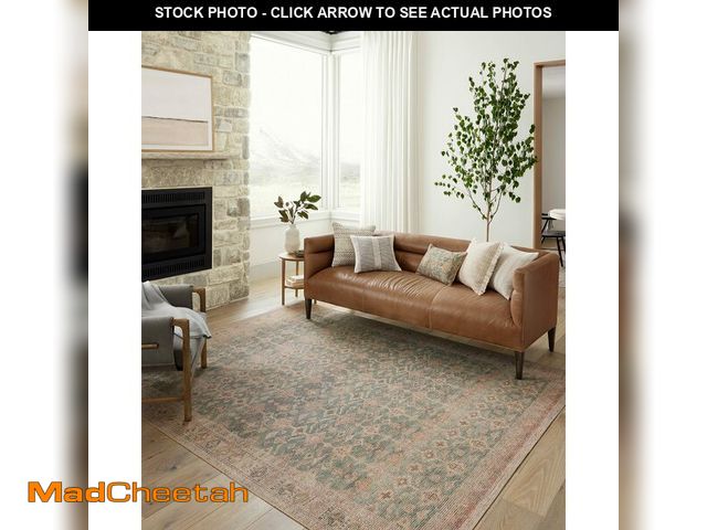 Lot 74-13803331 - Loloi Angela Rose Aubrey Collection AUB-02 Aqua/Sand 2'-0" x 5'-0", .19" Pile Height, Accent Rug - U...