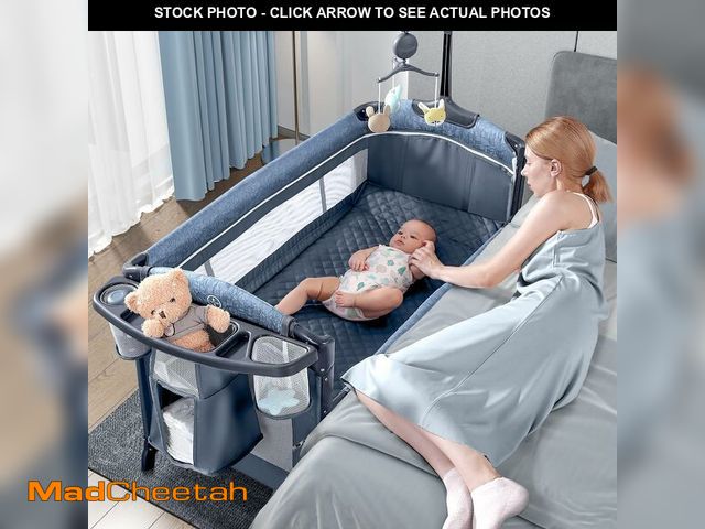 Lot 74-12664094 - BabyBond Baby Bassinet Bedside Crib, Pack and Play with Sheet, Diaper Changing Table and Music Mobil...