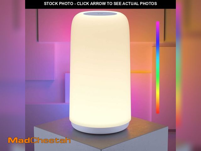 Lot 74-13547911 - ROOTRO Touch Bedside Table Lamp, [Sleek Design &amp; RGB Mode] 3 Way Dimmable Small Lamp for Bedroom...