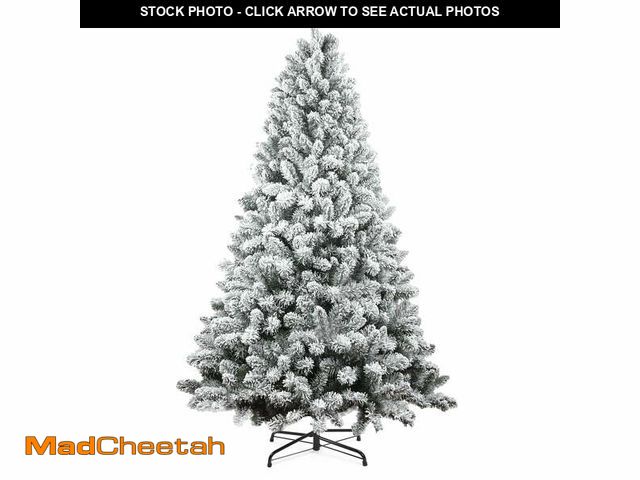 Lot 74-13045913 - 6FT Snow Flocked Christmas Tree, Unlit Artificial Holiday Christmas Pine Tree with 600 Branch Snow T...